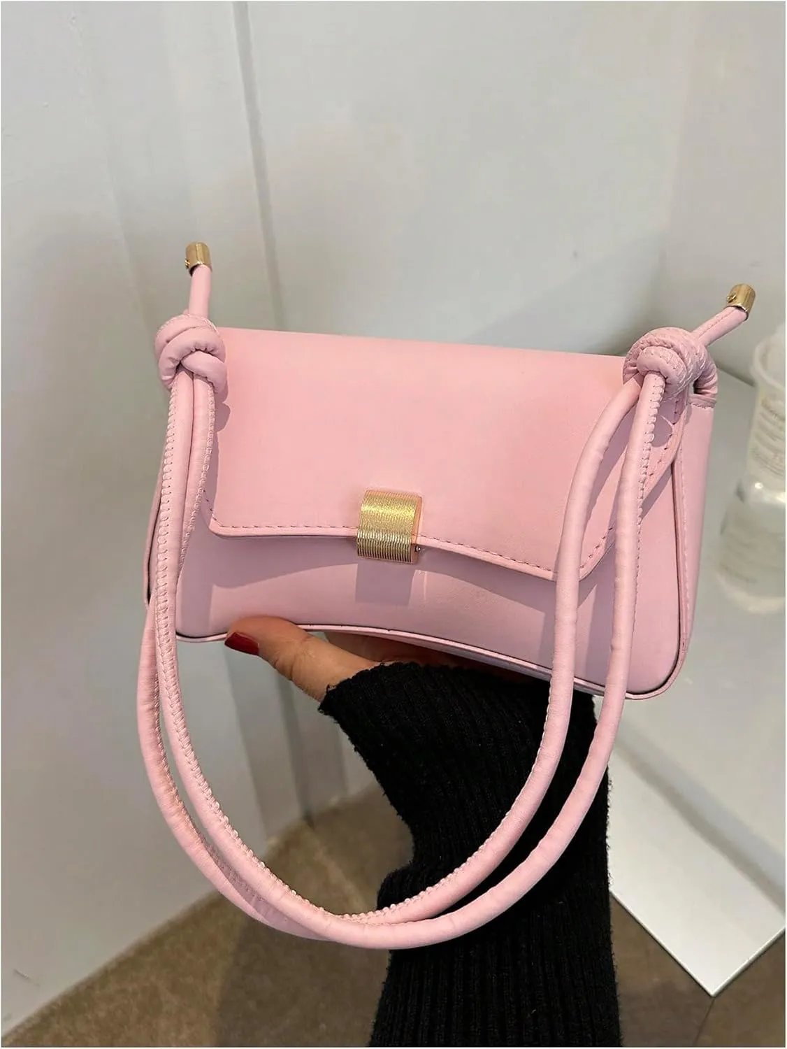 OYOANGLE Women's Flap Clutch Leather Shoulder Bag Vintage Adjustable Straps Shoulder Purse