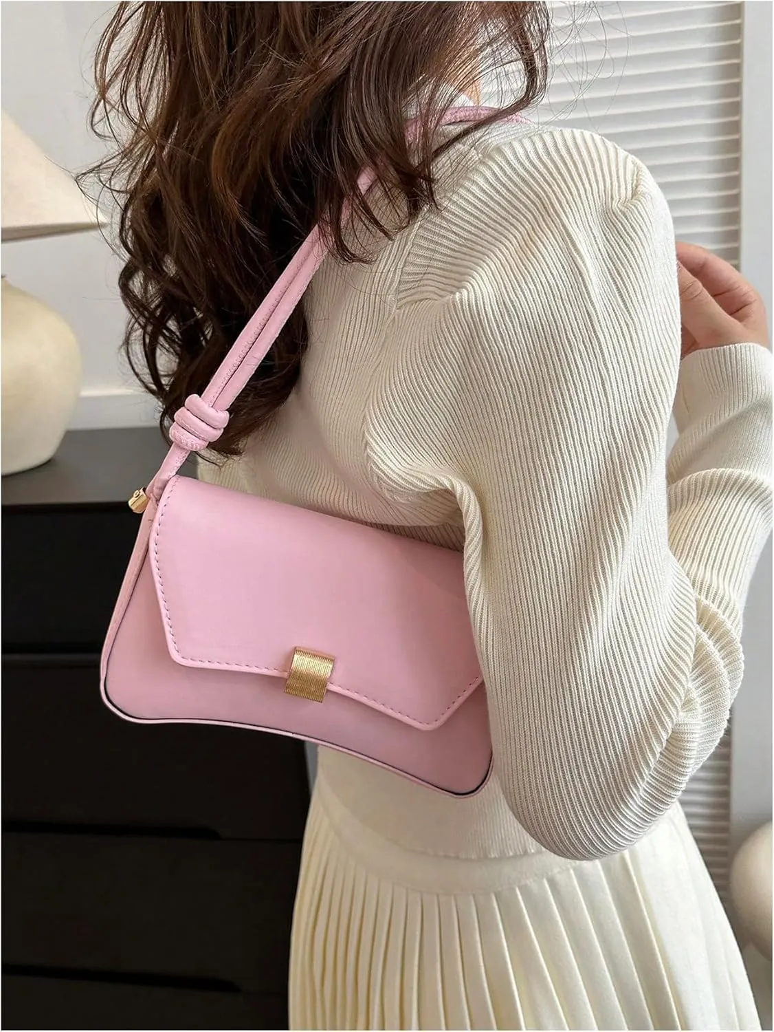 OYOANGLE Women's Flap Clutch Leather Shoulder Bag Vintage Adjustable Straps Shoulder Purse
