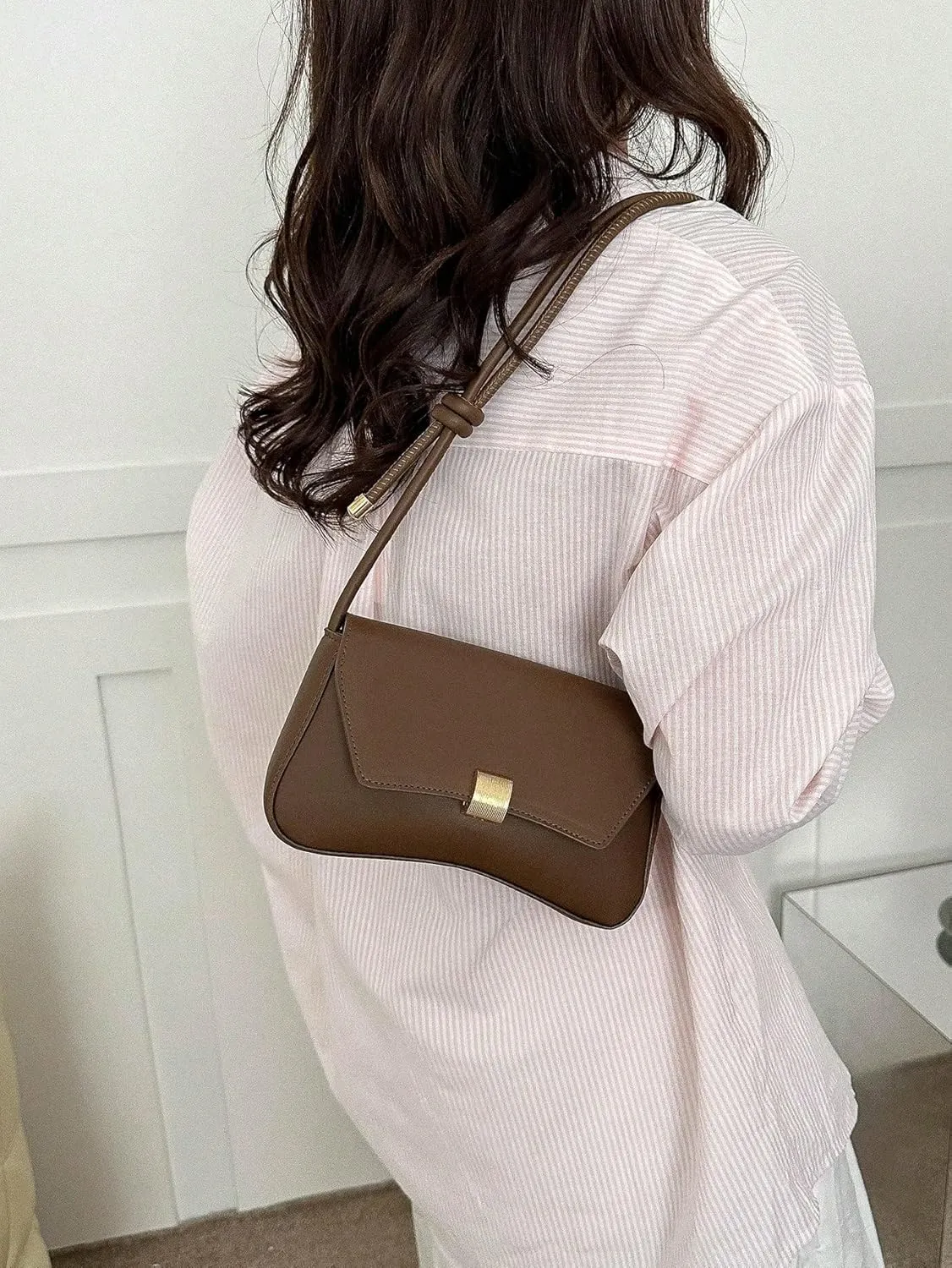 OYOANGLE Women's Flap Clutch Leather Shoulder Bag Vintage Adjustable Straps Shoulder Purse