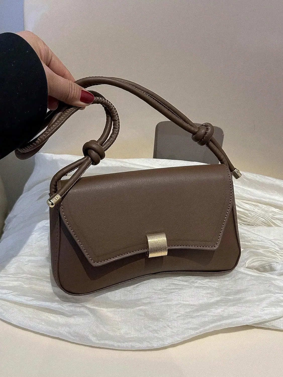 OYOANGLE Women's Flap Clutch Leather Shoulder Bag Vintage Adjustable Straps Shoulder Purse