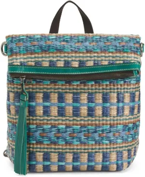 Patricia Nash Luzille Leather Backpack for Women - Convertible Backpack Tote, Leather Purses for Women (Teal Woven)