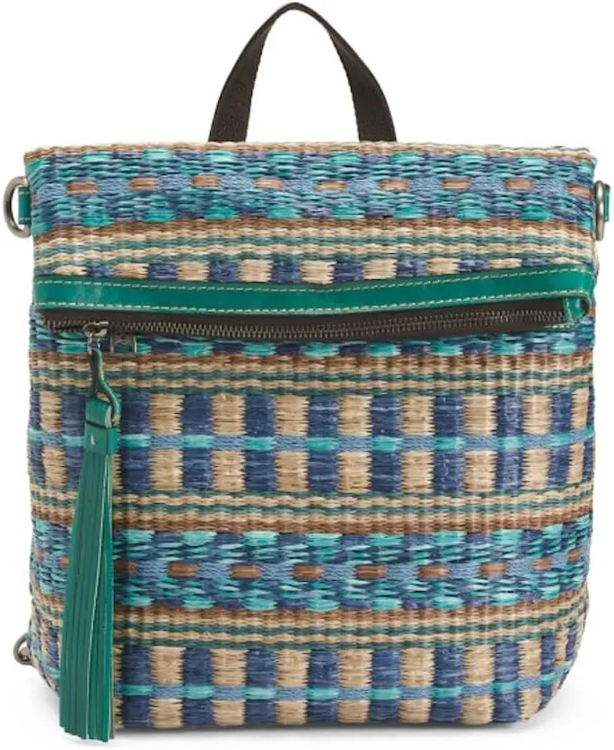 Patricia Nash Luzille Leather Backpack for Women - Convertible Backpack Tote, Leather Purses for Women (Teal Woven)