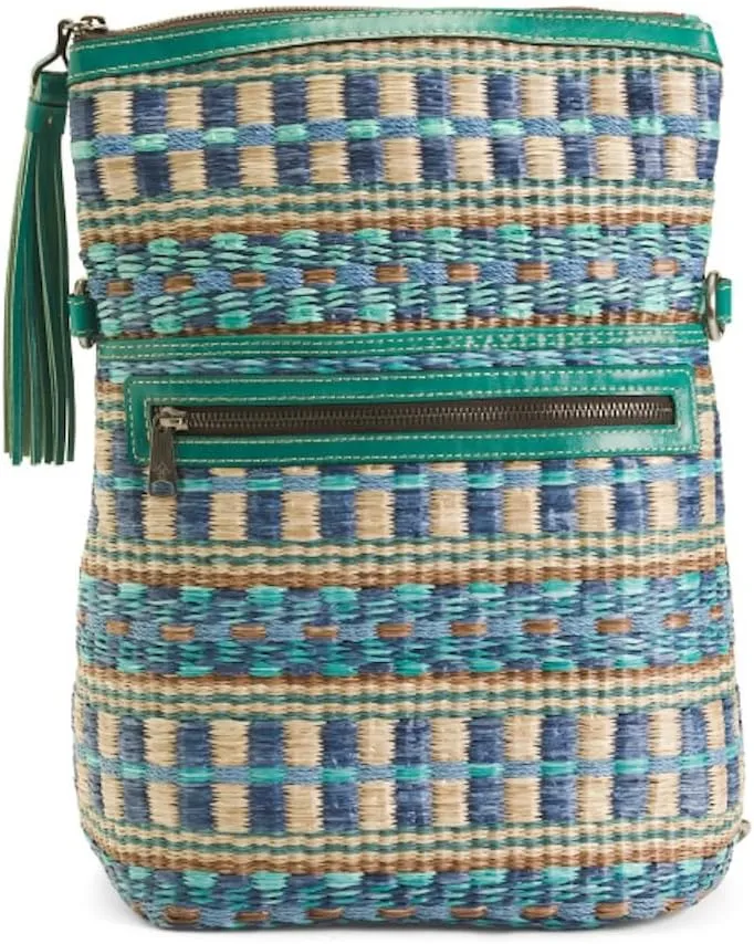 Patricia Nash Luzille Leather Backpack for Women - Convertible Backpack Tote, Leather Purses for Women (Teal Woven)