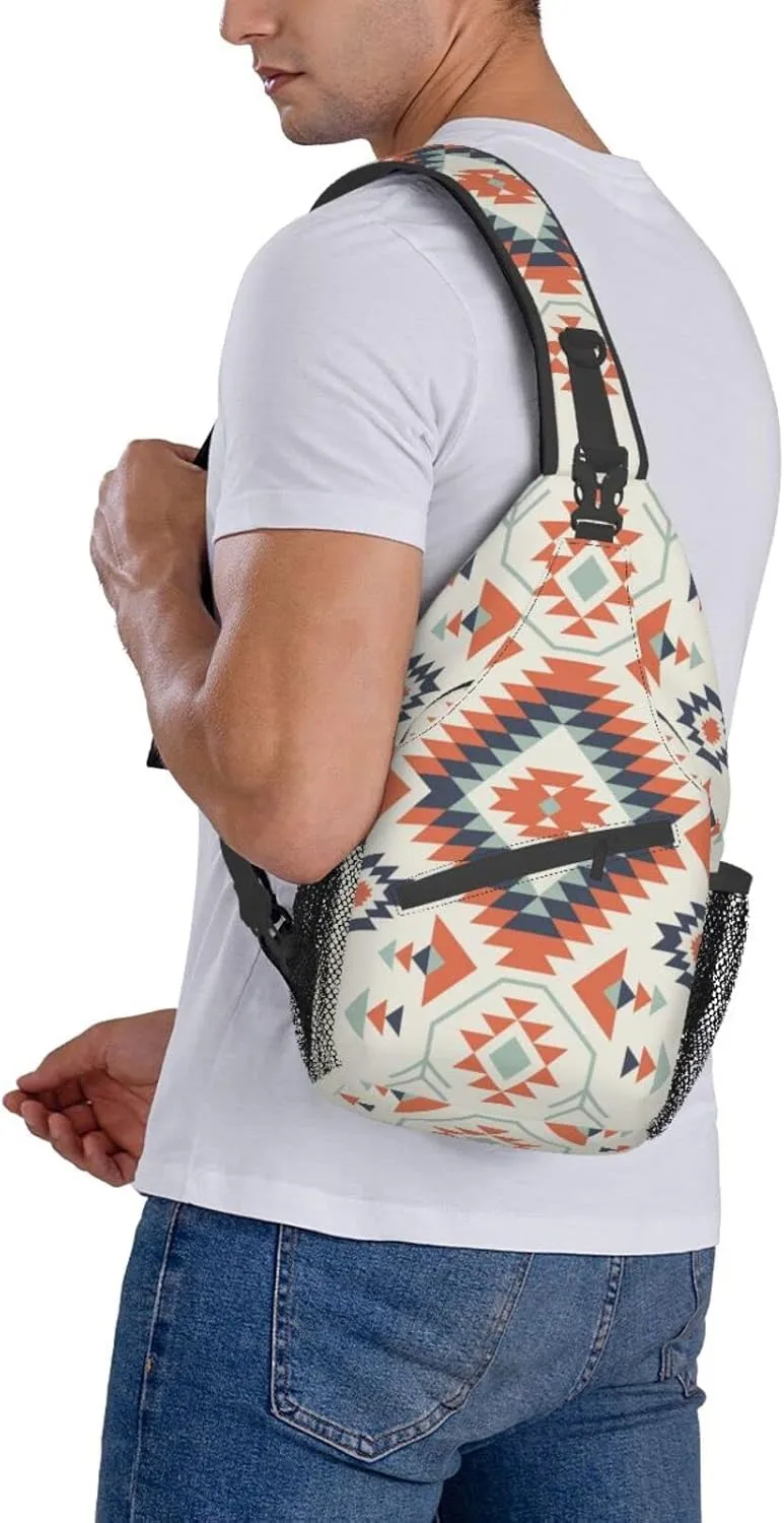 Patterned Sling Bag Crossbody Backpack,Adjustable Chest Bag Casual Shoulder Backpack Travel Hiking Daypack Unisex
