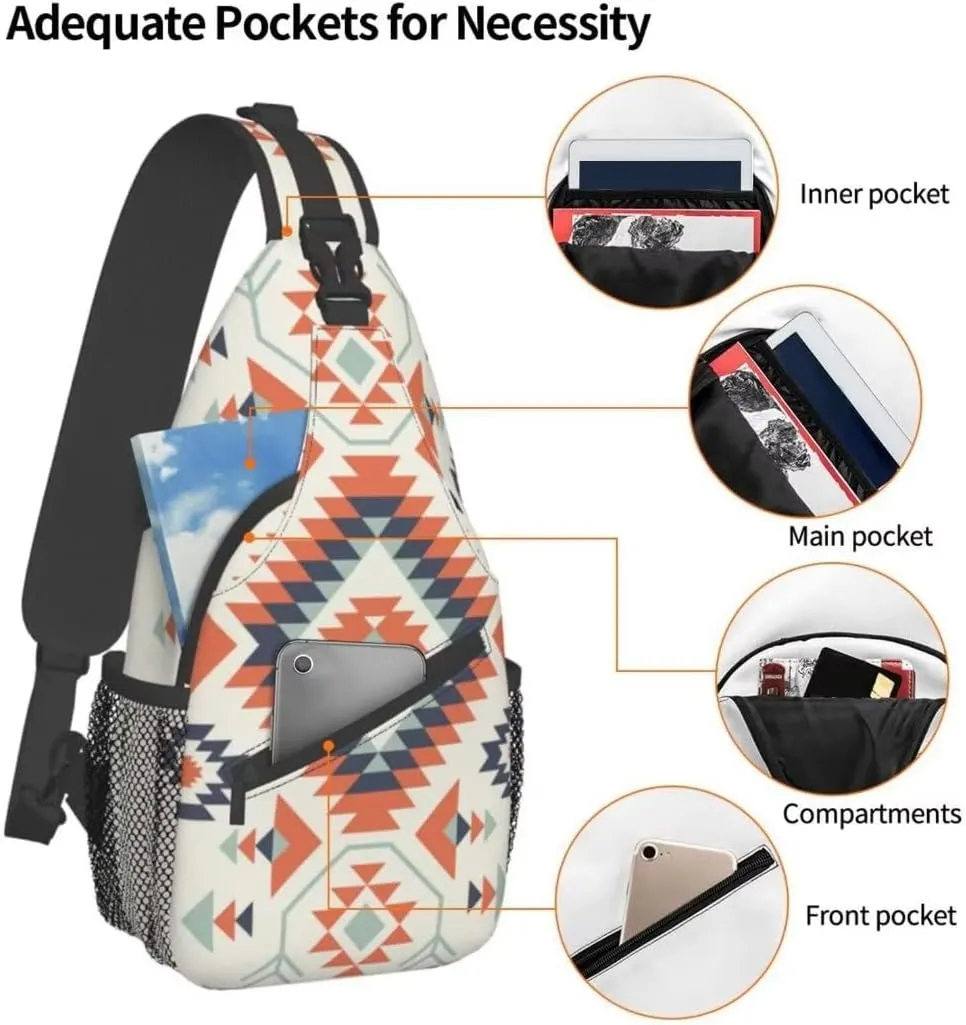 Patterned Sling Bag Crossbody Backpack,Adjustable Chest Bag Casual Shoulder Backpack Travel Hiking Daypack Unisex