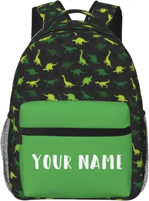 Personalized Backpack for Girls Boys, Custom Backpacks with Name for Kids, Customized Dinosaur School Bookbag for Back to School Travel Picnic 16in
