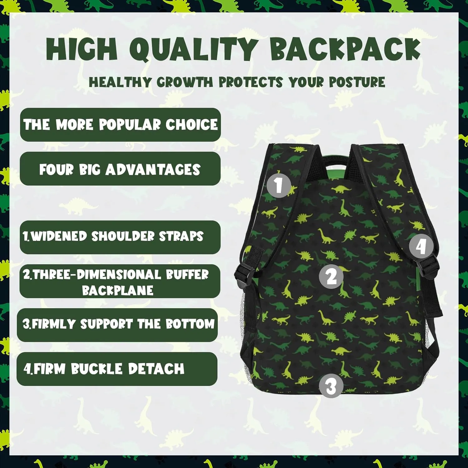 Personalized Backpack for Girls Boys, Custom Backpacks with Name for Kids, Customized Dinosaur School Bookbag for Back to School Travel Picnic 16in