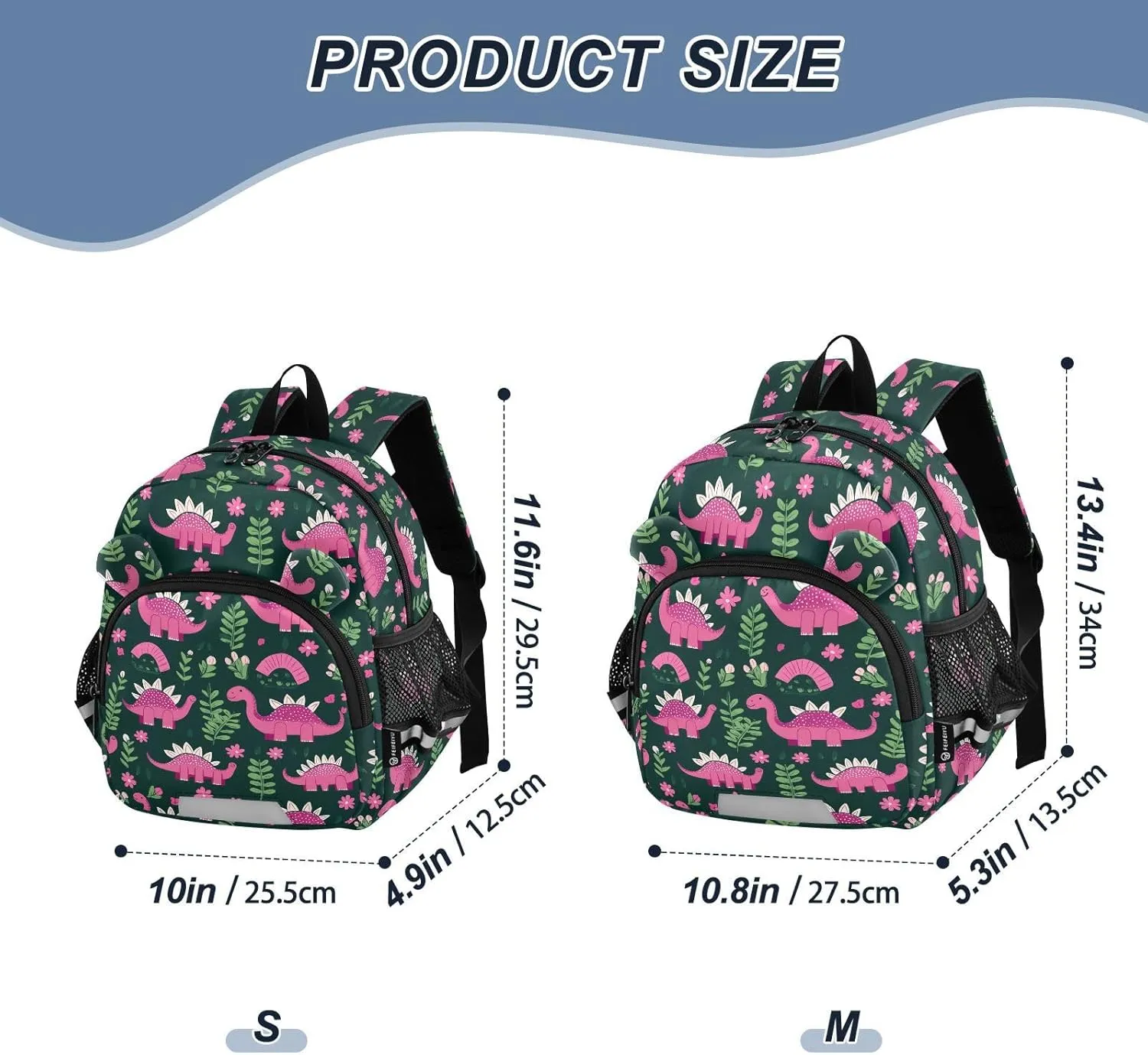 Pink Dinosaurs Preschool Backpack Pitaya Daycare Bookbag School Backpack with Traction Rope for Kids 3-6