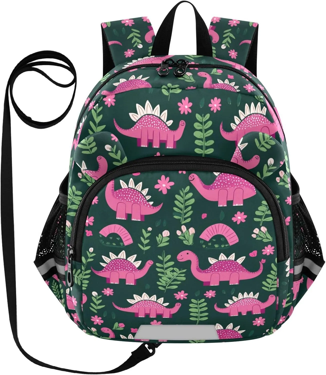 Pink Dinosaurs Preschool Backpack Pitaya Daycare Bookbag School Backpack with Traction Rope for Kids 3-6