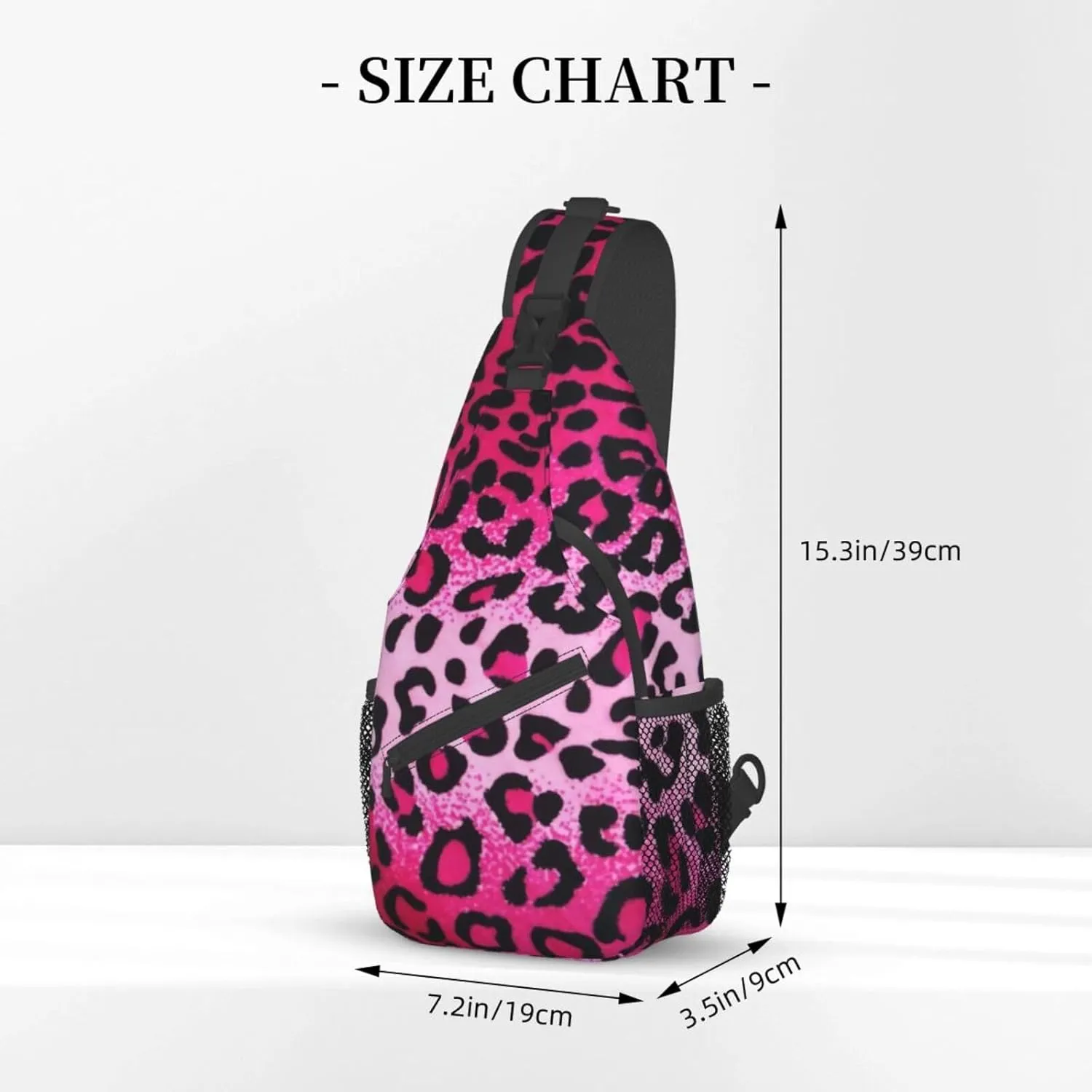 Pink Leopard Print Sling Bag Crossbody Backpack,Seamless Animal Skin Texture Leopard Pattern Chest Bag Adjustable Casual Shoulder Backpack Cute Cheetah Print Travel Hiking Daypack