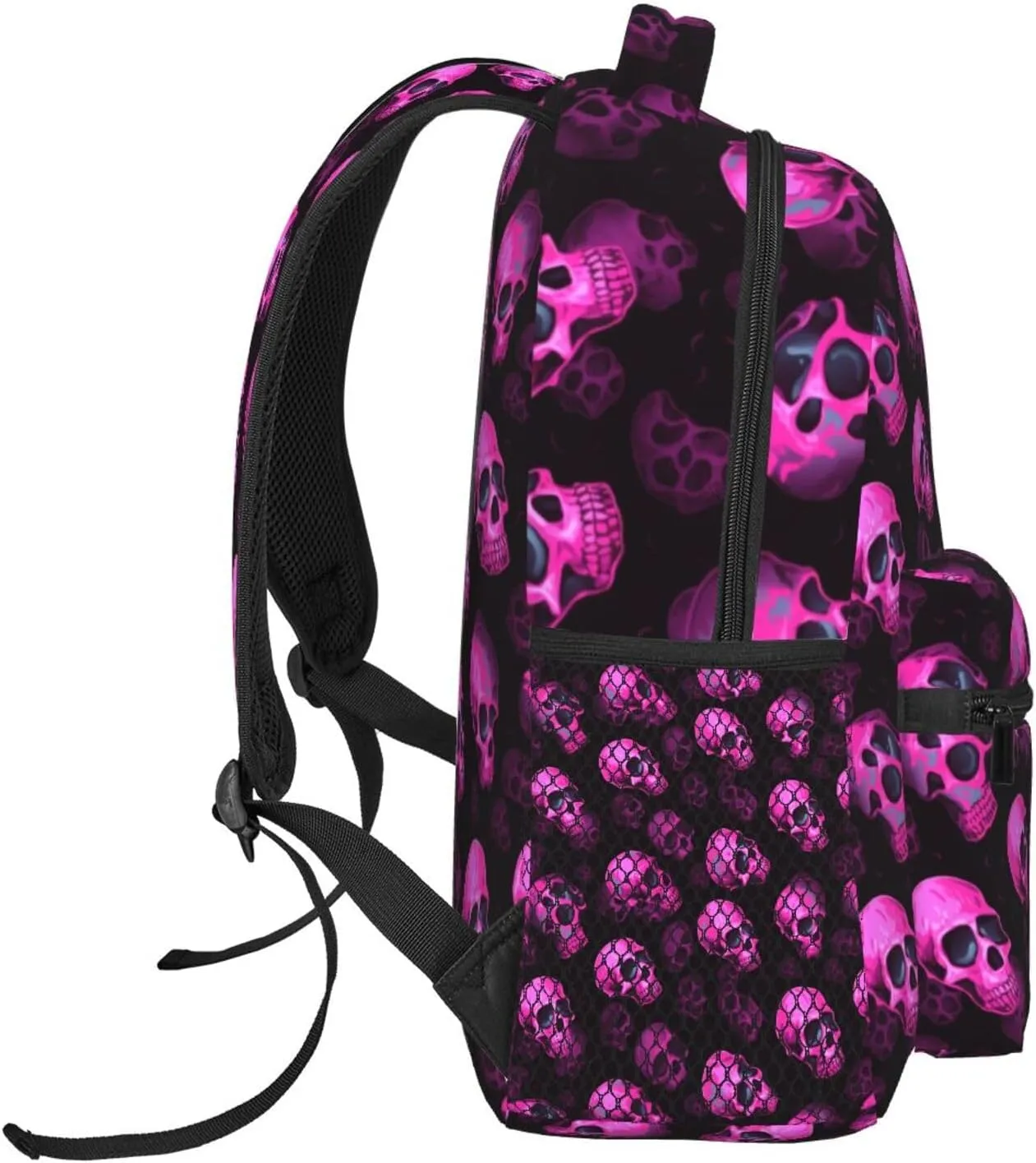 Pink Magical Cool Skulls Casual Backpack Travel Laptop Backpacks Lightweight Daypack Large Capacity Rucksack Notebook Bags Business Work Bag for Yoga Beach Hiking