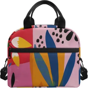 Plant Graffiti Kids Bento Lunch Box Lunch Box for Girls Primary School Lunchbox Preschool Lunch Tote Bag Kids Insulated Lunch Bag Children Cute Lunch Handbag with Adjustable Strap