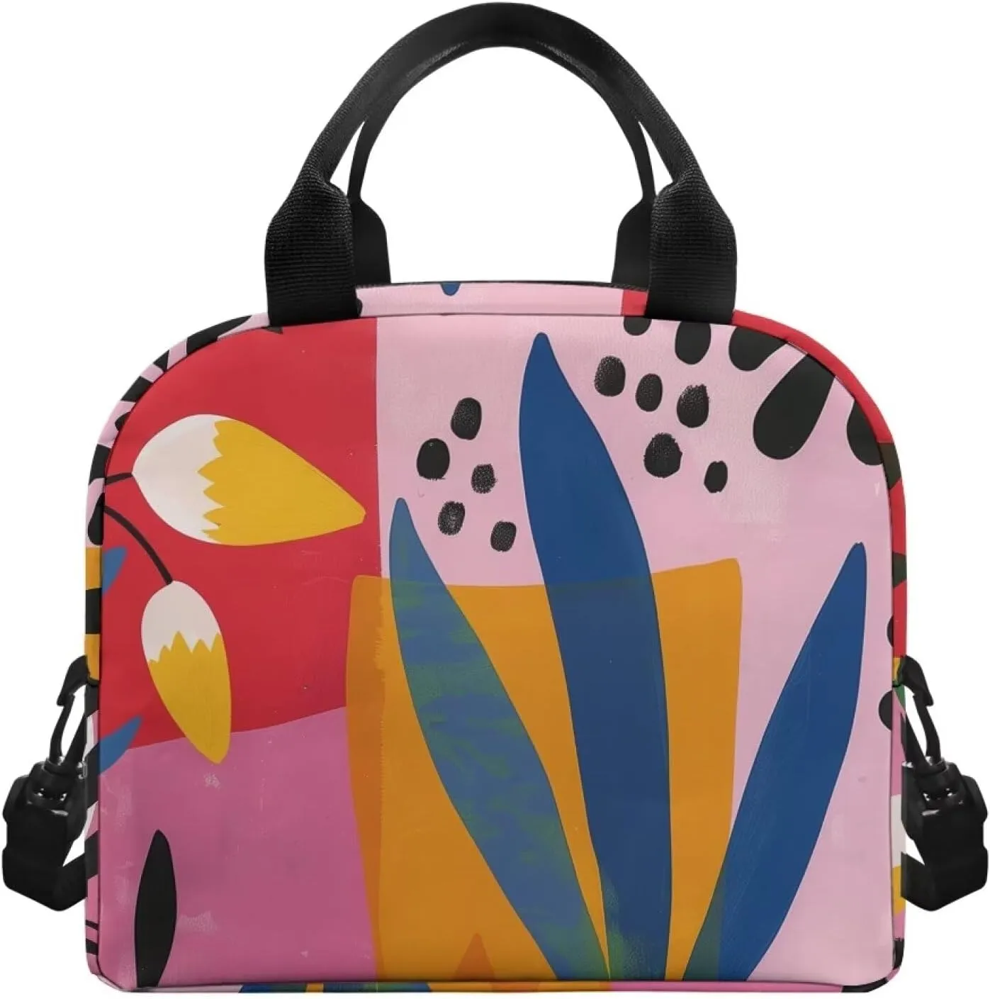 Plant Graffiti Kids Bento Lunch Box Lunch Box for Girls Primary School Lunchbox Preschool Lunch Tote Bag Kids Insulated Lunch Bag Children Cute Lunch Handbag with Adjustable Strap
