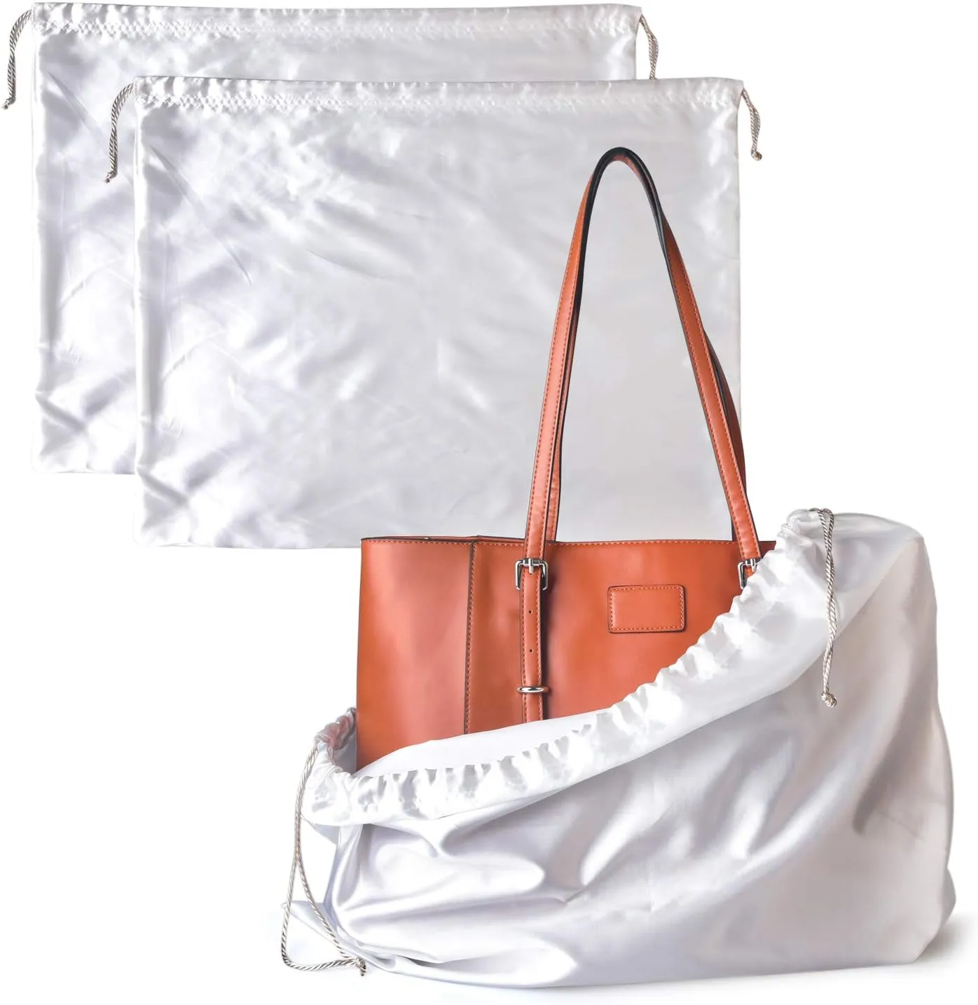 PlasMaller Dust Cover Storage Bags Silk Cloth with Drawstring Pouch For Handbags Purses Pocketbooks Shoes Boots Set of 2