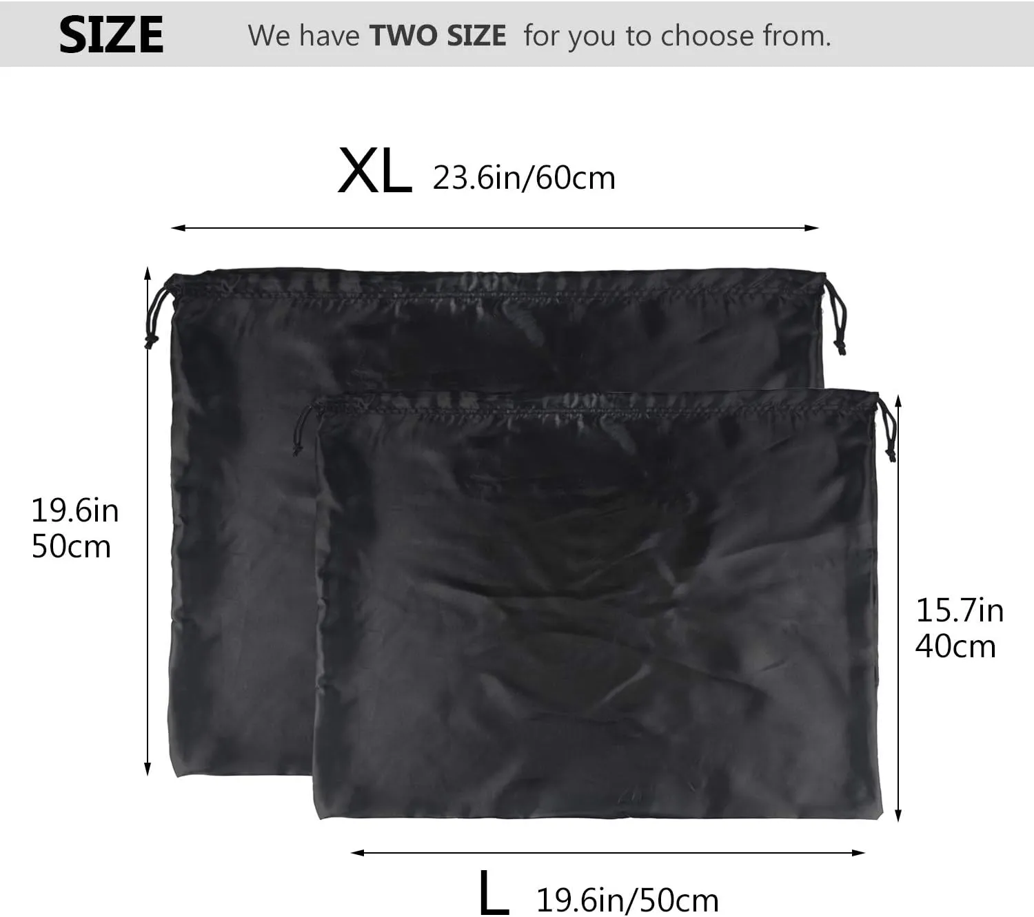 PlasMaller Dust Cover Storage Bags Silk Cloth with Drawstring Pouch For Handbags Purses Pocketbooks Shoes Boots Set of 6, Black (23.6 x 19.6 in)