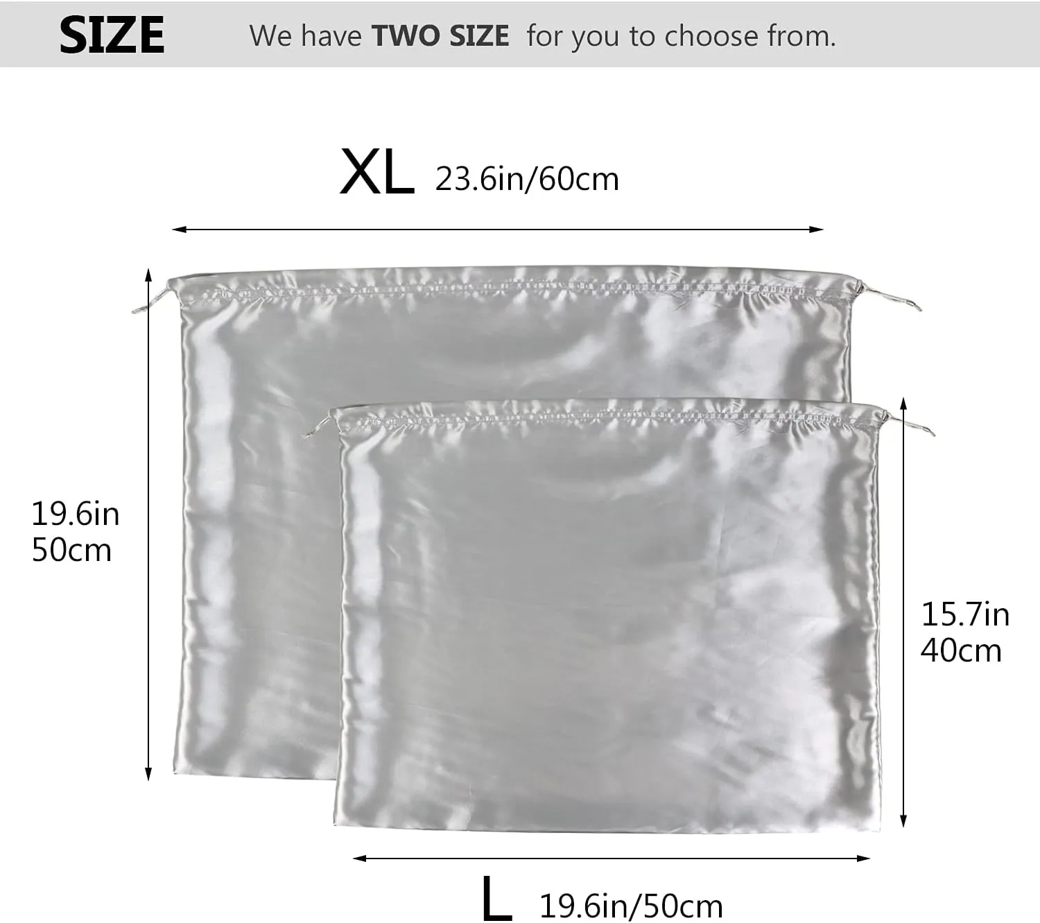 PlasMaller Dust Cover Storage Bags Silk Cloth with Drawstring Pouch For Handbags Purses Pocketbooks Shoes Boots Set of 6, Silver (23.6 x 19.6 in)