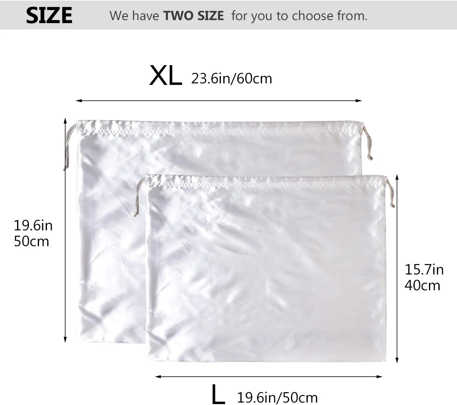 PlasMaller Dust Cover Storage Bags Silk Cloth with Drawstring Pouch For Handbags Purses Pocketbooks Shoes Boots Set of 6, White (23.6 x 19.6 in)
