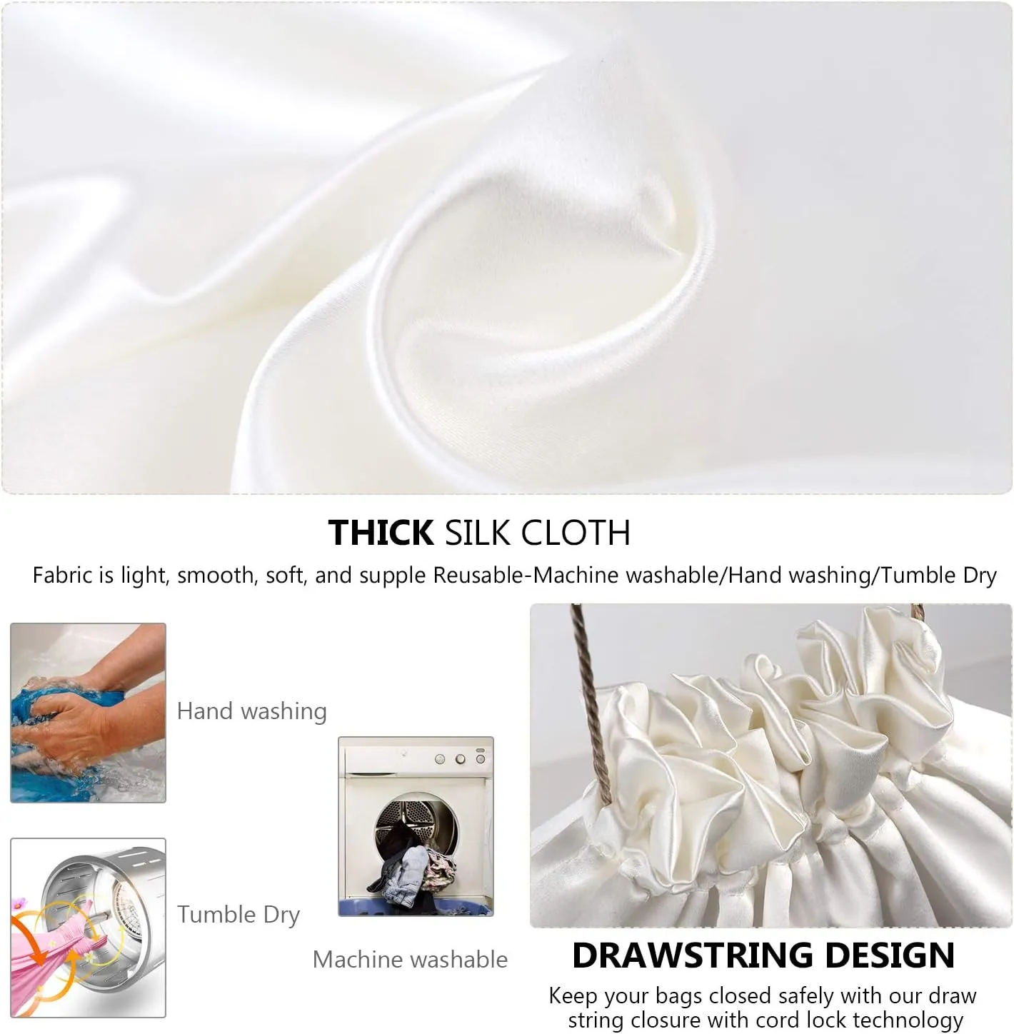 PlasMaller Dust Cover Storage Bags Thick Silk Cloth Pouch with Drawstring Set of 1