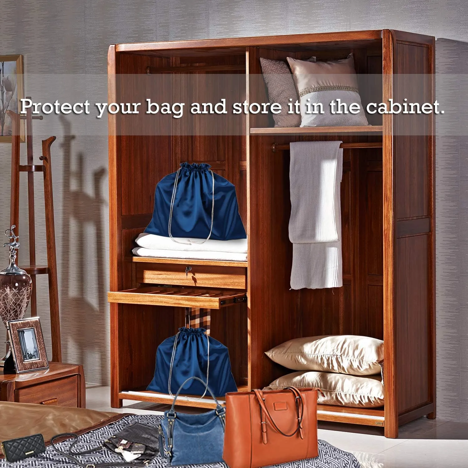 PlasMaller Dust Cover Storage Bags Thick Silk Cloth Pouch with Drawstring Set of 1