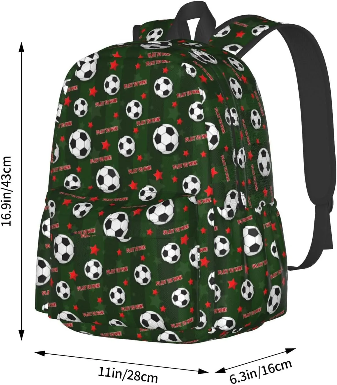 Play To Win Football Red Stars Green Vertical Bar Laptop Backpack Shoulder Bag Laptop Pack Travel Backpacks Commuter Back Pack Casual Daypack Bags With Side Pockets