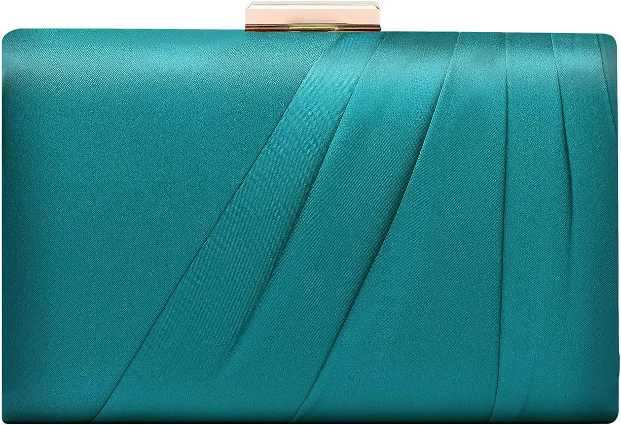 Pleated Satin Clutch Purse For Women Wedding Bridal Clutch Bag Prom Party Clutch