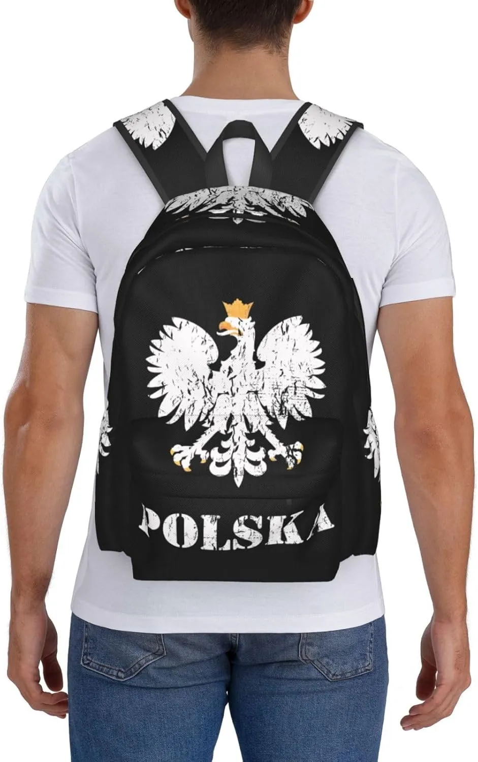 Polish Flag Poland Polska Eagle Laptop Backpack Shoulder Bag Laptop Pack Travel Backpacks Commuter Back Pack Casual Daypack Bags With Side Pockets