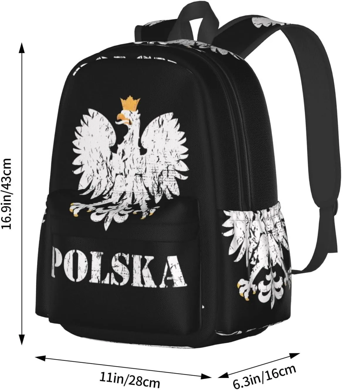 Polish Flag Poland Polska Eagle Laptop Backpack Shoulder Bag Laptop Pack Travel Backpacks Commuter Back Pack Casual Daypack Bags With Side Pockets