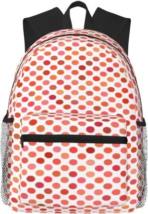 Polka Dots Red Backpack, Travel Laptop Backpack Computer Bag Rucksack for Men Women Business Work Fits 15.6 Inch Notebook