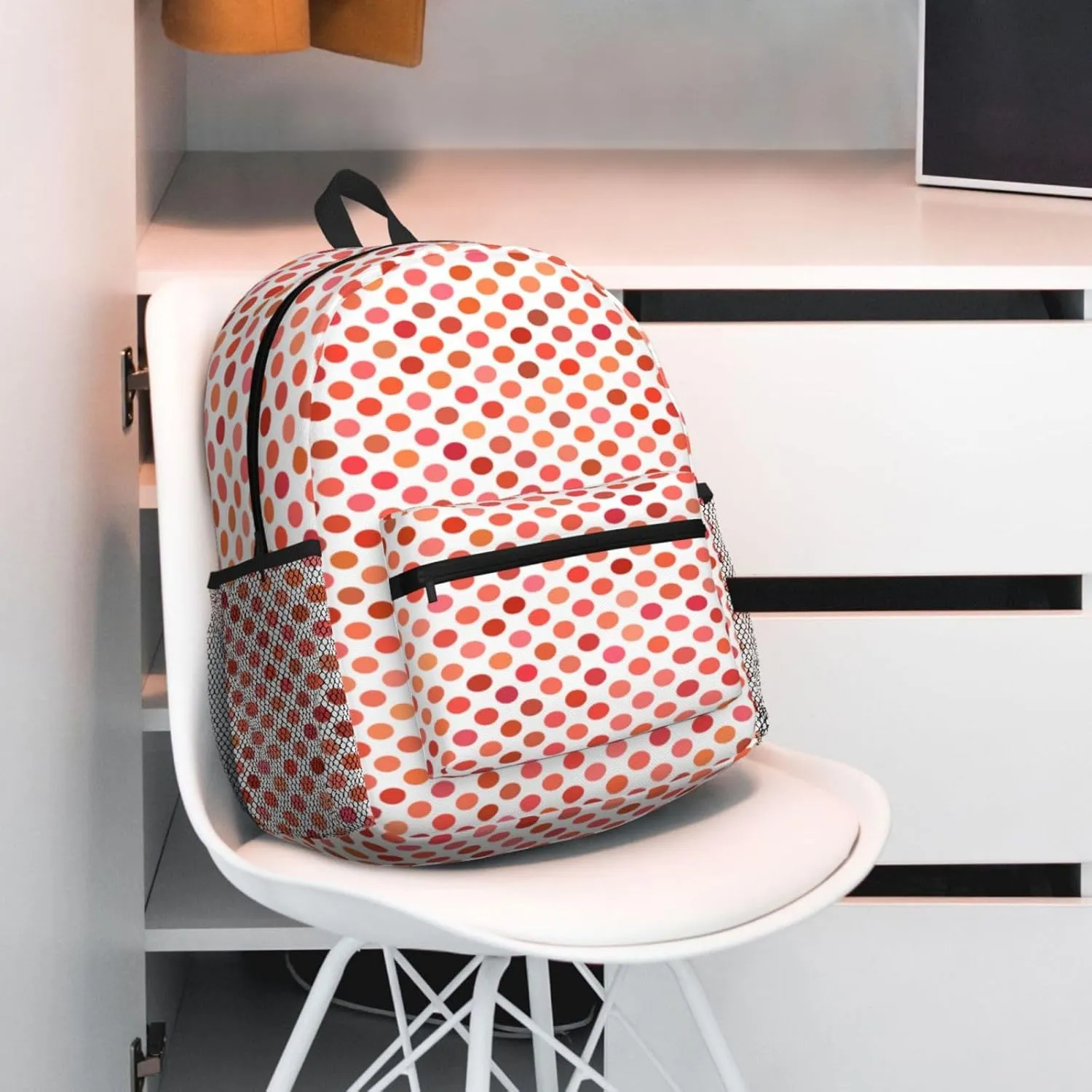 Polka Dots Red Backpack, Travel Laptop Backpack Computer Bag Rucksack for Men Women Business Work Fits 15.6 Inch Notebook