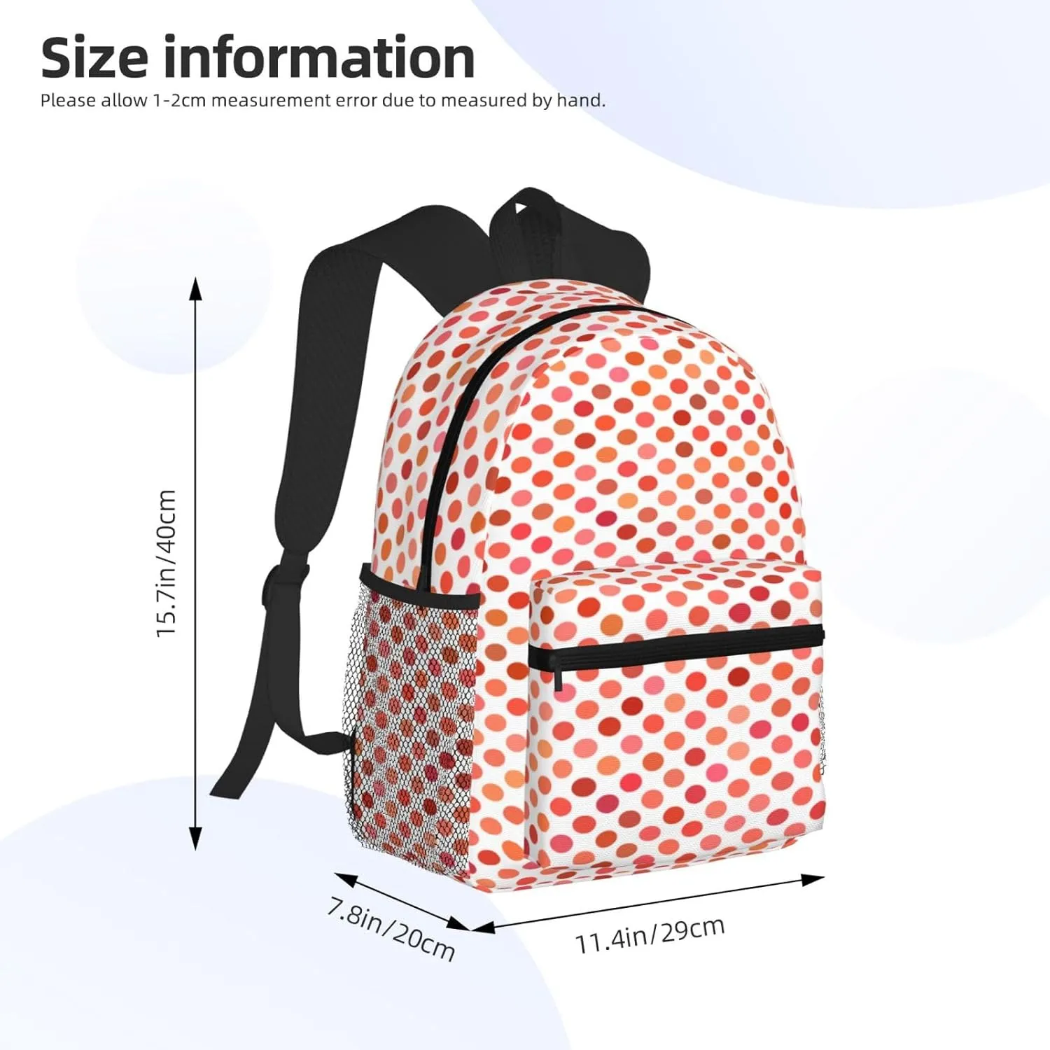 Polka Dots Red Backpack, Travel Laptop Backpack Computer Bag Rucksack for Men Women Business Work Fits 15.6 Inch Notebook