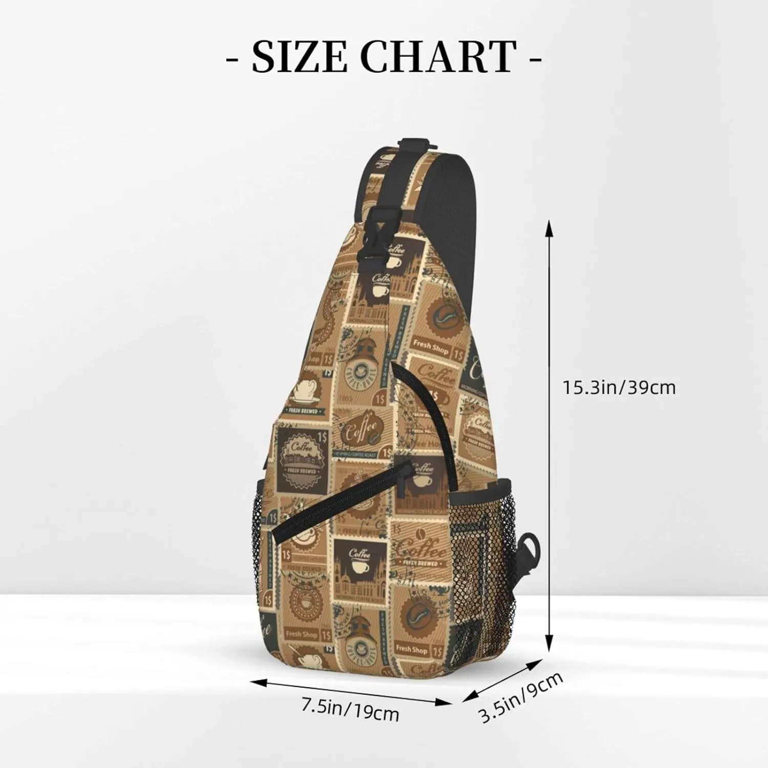 Postage Stamps Morning Coffee Roast Cross Chest Bag Diagonally Hiking Crossbody Bag Travel Shoulder Daypack Lightweight Sling Backpack Cycling Daypacks Fitness Chest Backpacks