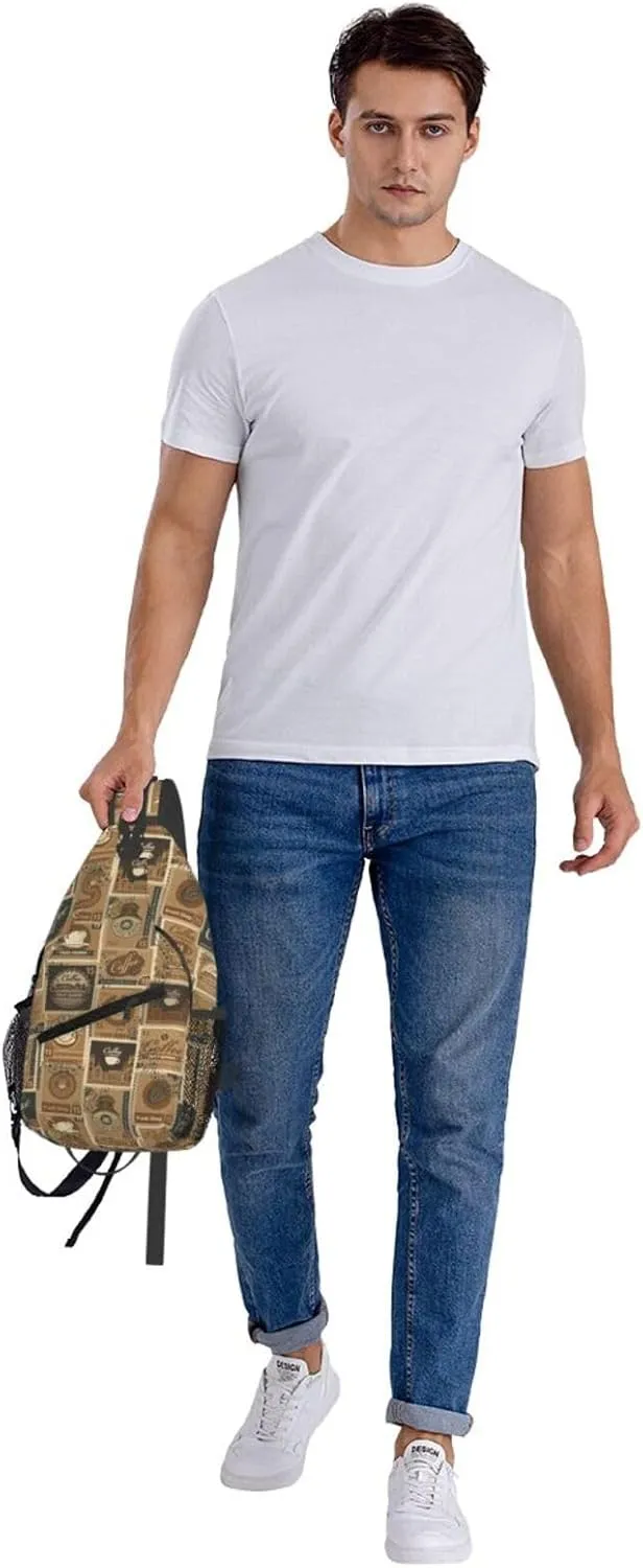 Postage Stamps Morning Coffee Roast Cross Chest Bag Diagonally Hiking Crossbody Bag Travel Shoulder Daypack Lightweight Sling Backpack Cycling Daypacks Fitness Chest Backpacks