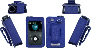 Premium Fitted Leather Case with Screen Protector & Rotatable Belt Clip (Neck Lanyard) for Medtronic Minimed Insulin Pump 630G/ 640G/ 670G/770G/780G (All Model) (Navy)