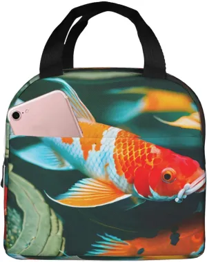 Pretty Koi Fish Print Lunch Box Reusable Totes Lunch Bag Thermal Cooler For Men Women Beach Picnic Travel