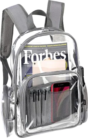 ProCase Heavy Duty Clear Backpack, See Through Backpacks Transparent Clear Large Bookbag for School Work Stadium Security -Grey
