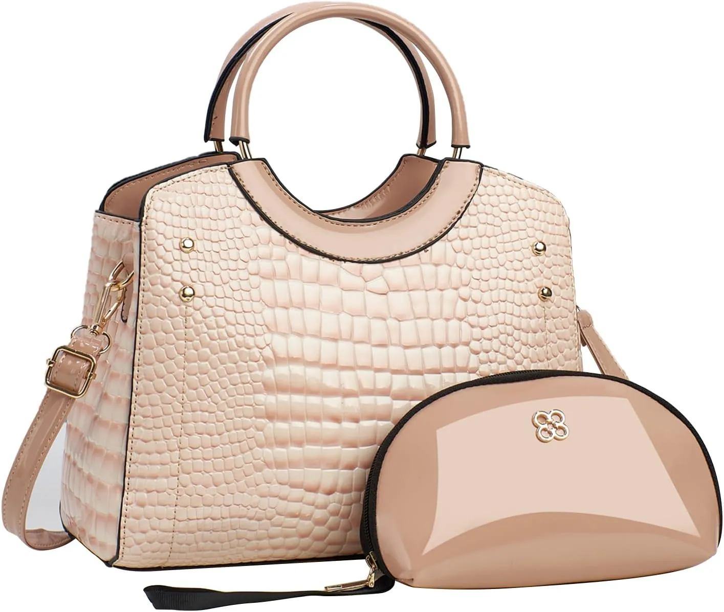PU Leather Handbag for Women Crocodile Embossed Shoulder Bag Waterproof Crossbody Bag Large Messenger Bag