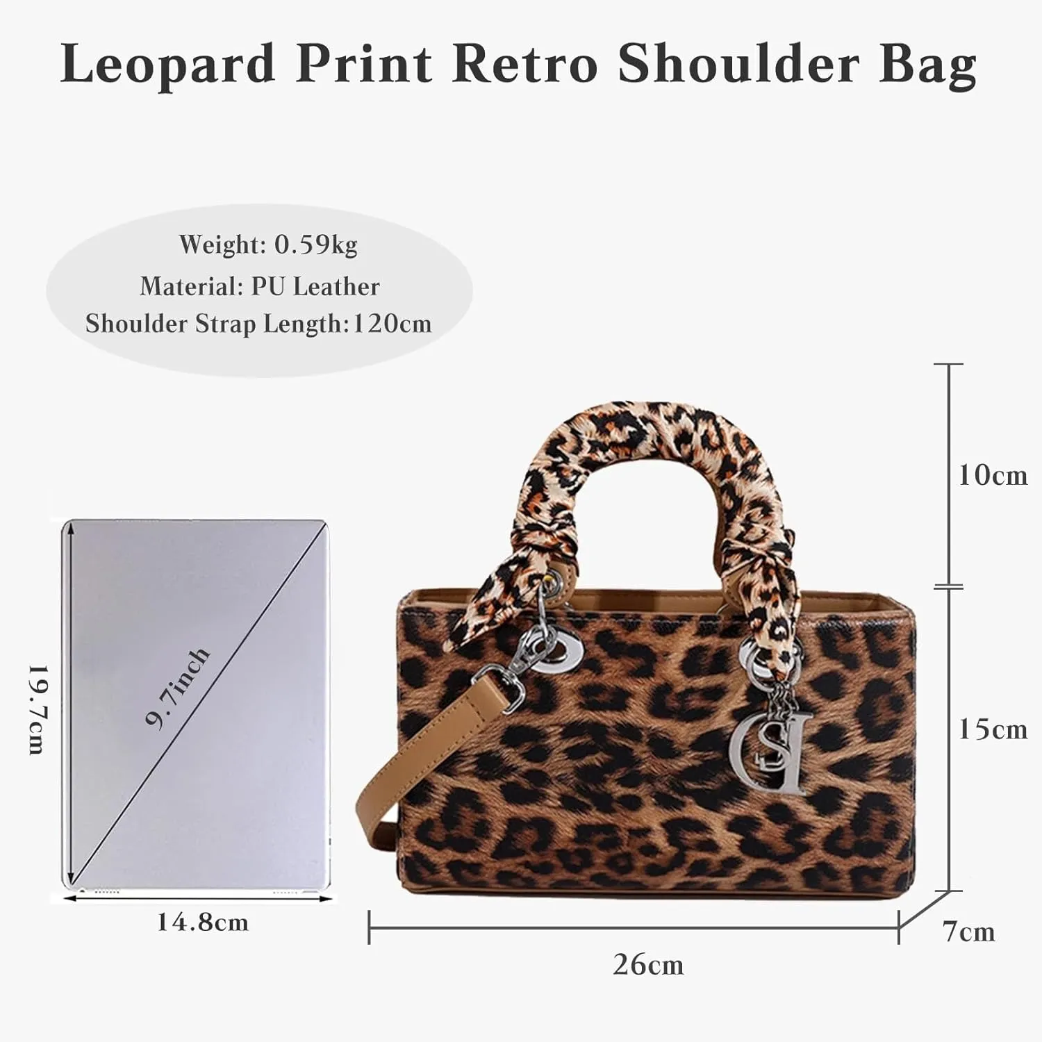 PU Leather Shoulder Handbag for Women Fashion Messenger Satchel Elegant Hobo Top Leopard Print Crossbody Bag