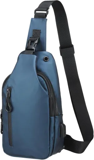 PU Sling Bag Crossbody Backpack - Multipurpose Casual Packs - USB Charge Port