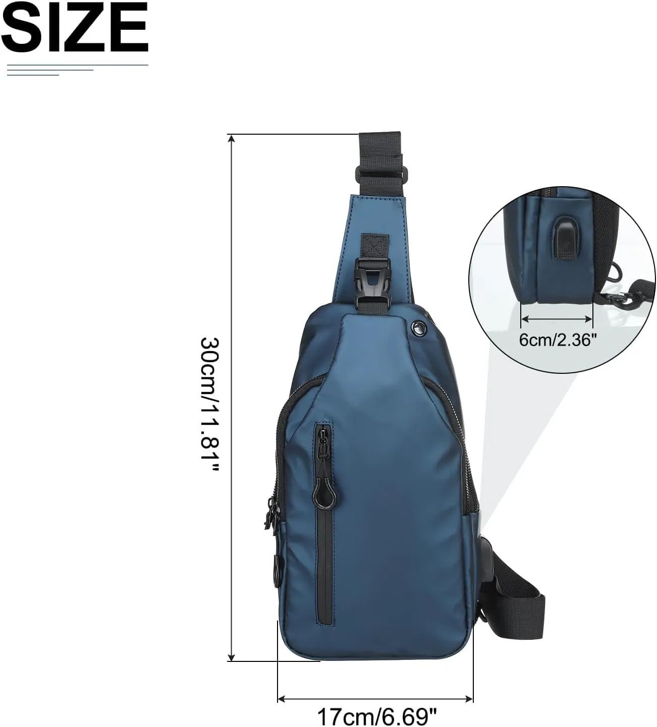 PU Sling Bag Crossbody Backpack - Multipurpose Casual Packs - USB Charge Port