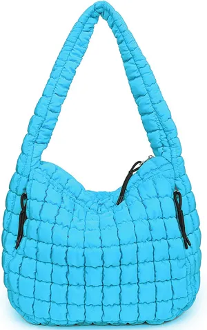 Puffer Tote, Quilted Puffer Hobo Bag, Lightweight Puffy Quilted Shoulder Bag for Work, Gym, Travel