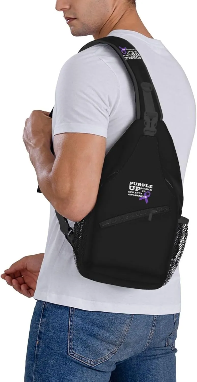Purple Up March 26 Support Epilepsy Awareness Sling Bag Crossbody Backpack Shoulder Casual Daypack Bag for Men Women