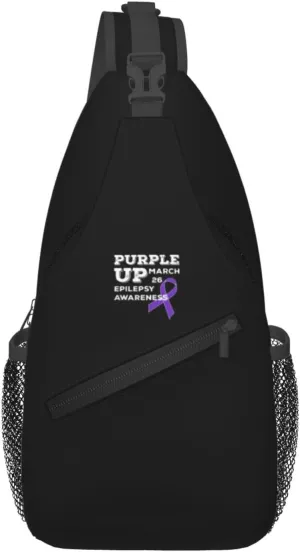 Purple Up March 26 Support Epilepsy Awareness Sling Bag Crossbody Backpack Shoulder Casual Daypack Bag for Men Women