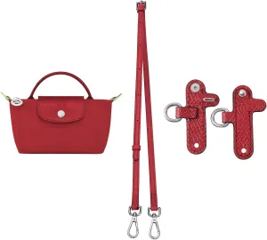Purse Straps Replacement,Leather Handbag Crossbody Shoulder Strap Adjustable for Longchamp Mini Bag Women（Red）