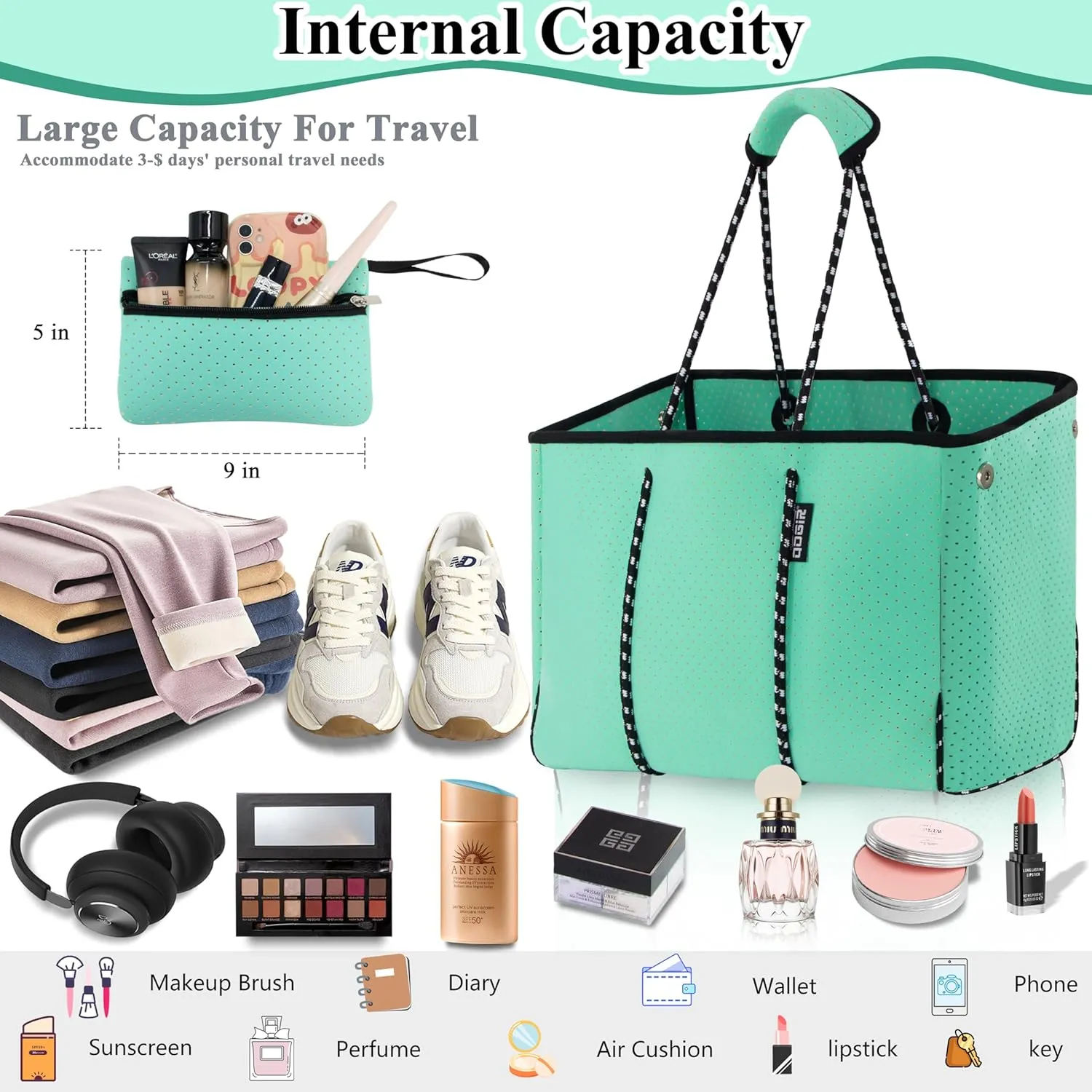 QOGiR Multipurpose Gym Beach Bag, Light Weight, Large, Sports … …