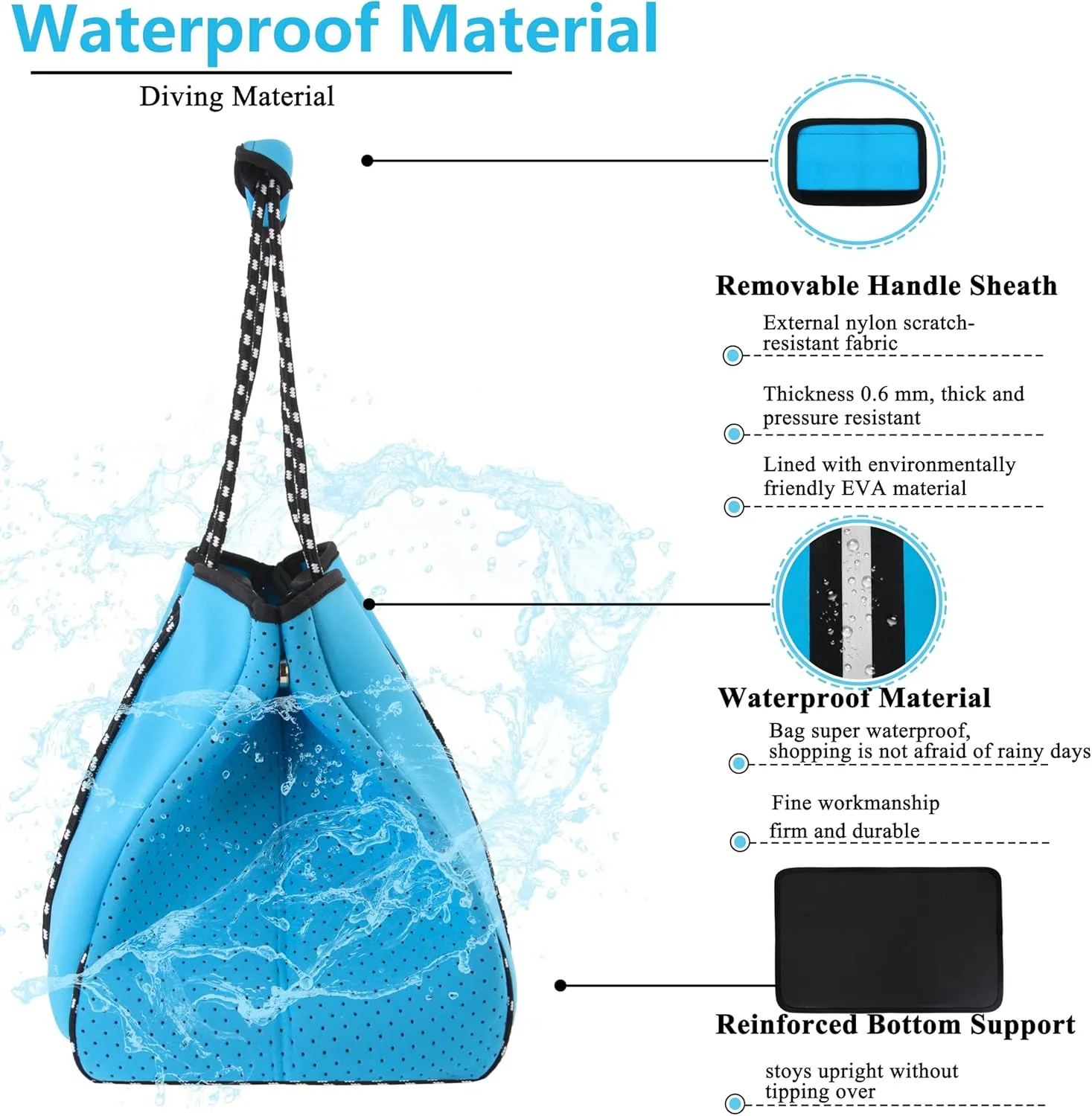 QOGiR Neoprene Multipurpose Beach Bag Tote with Inner Zipper Pocket … … … …