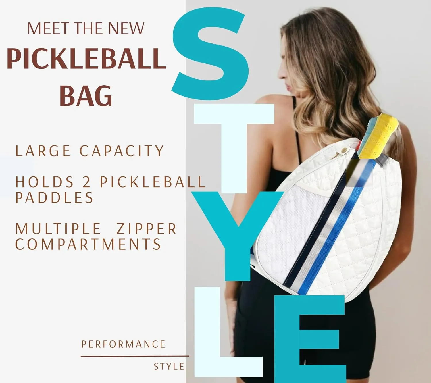 Quilted Pickleball Sling Bag, Crossbody Design with Reflective Stripe, Pickleball Puffer Bags for Women and Men, Pickleball Bags for Ladies