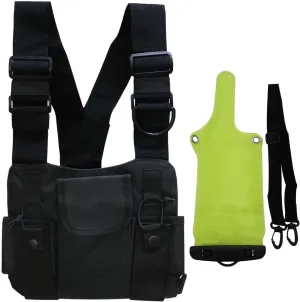 Radio Shoulder Holster Chest Harness Holder Vest Rig for Two Way Radio Chest Front Pack Pouch Universal Walkie Talkies Case with Waterproof Rainproof Bag