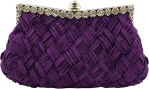 RARITYUS Women Evening Bag Silk-Like Satin Rose Shaped Clutch Handbag with Elegant Metal Handle for Party Wedding Purse