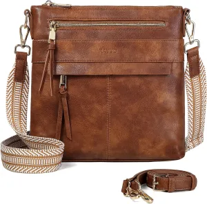 RAVUO Crossbody Bags for Women, Designer Soft Faux Leather Shoulder Purse Multi-Pocket Messenger Bag With 2 Adjustable Straps