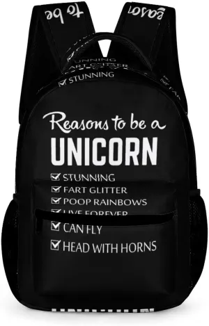 Reasons to Be Unicorn Fashion Backpack Cute Daypack Unisex Laptop Bag for Travel Business Work